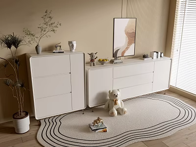 Modern Cream Style Cabinet Simple Style Cabinet Whole Cabinet Sideboard Balcony Cabinet Storage Cabinet Entrance Cabinet 3d model