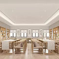 Traditional Book Art Interior Design With Wooden Bookshelves Long Tables And Calligraphy Decorations
