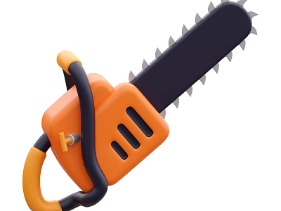 Cartoon Style Chainsaw With Orange And Black Design 3d model