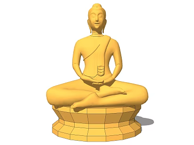 Exquisite Buddha Sculpture Carving With Sitting Cross Legged Posture And Pedestal 3d model