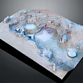 Detailed Ancient Ruins Model With Circular Steps Sunken Area And Stone Relics