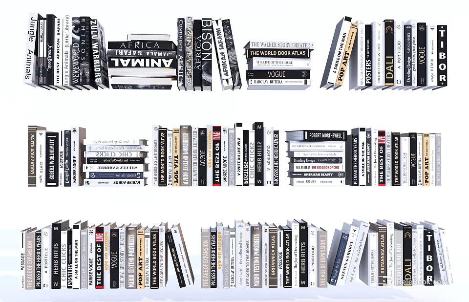 Collection Of Stacked Books And Magazines With Various Colors And Sizes 3d model 