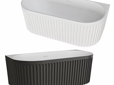 Contemporary Freestanding Bathtub with Ribbed Design in Black and White Colors 3d model