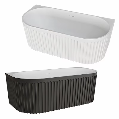 Contemporary Freestanding Bathtub with Ribbed Design in Black and White Colors 3d model