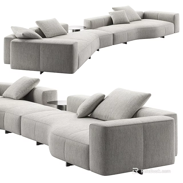 Gray Modern Sectional Sofa With Comfy Cushions Modular Design And Spacious Seating 3d model 
