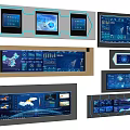 Smart TV Digital Displays With Blue Interface And Multiple Data Screen Layouts 3d model