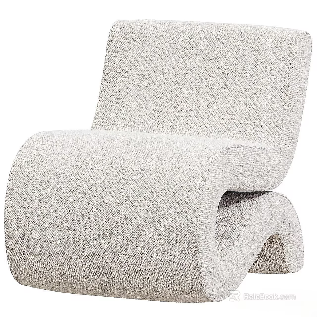 Light Gray Textured Single Seater Sofa With Modern Curved Backrest Design 3d model 