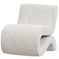 Light Gray Textured Single Seater Sofa With Modern Curved Backrest Design