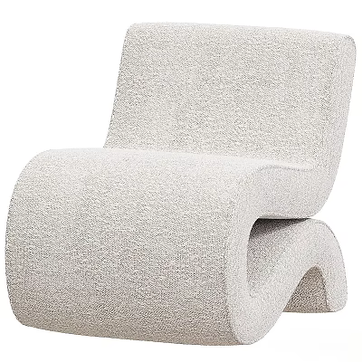 Light Gray Textured Single Seater Sofa With Modern Curved Backrest Design 3d model