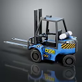 Blue Forklift With Yellow And Black Stripes And Gas Cylinder Industrial Vehicle