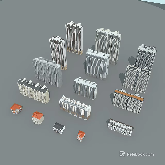Modern Urban Building Complex With High Rise Low Rise Structures And Various Architectural Designs 3d model