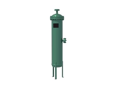 Green Vertical Cylindrical Industrial Equipment With Support Legs Valve And Viewing Window 3d model