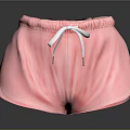 Pink Casual Shorts With White Drawstring Elastic Waist For Comfortable Summer Wear