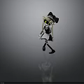 Skeleton Girl With Blonde Hair Black Hat Maid Outfit Mechanical Arm 3D Fantasy Character