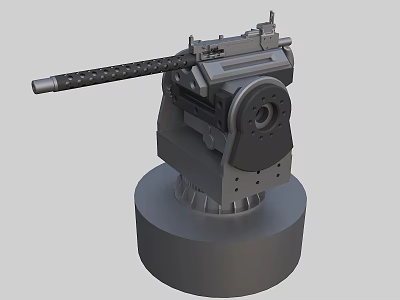 Tactical Machine Gun 3D Model With Detailed Barrel Circular Mounted Base And Metal Brackets 3d model