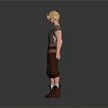 3D Animated Character Model With Blonde Hair Green Sleeveless Top Brown Pants And Boots