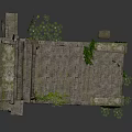 Ancient Weathered Stone Doorway Structure With Mossy Growth And Intricate Carvings