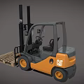 CAT Orange And Gray Forklift With Pallet Fork And Cab Design 3d model