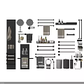 Modern Bathroom Accessories Set With Towel Racks Mirrors Soap Dispensers Trash Bins And Toilet Brushes