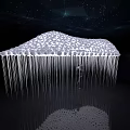 Cloud Shaped Decorative Light With Hanging Lines And Reflection On Dark Background 3d model