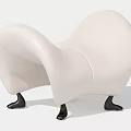 Modern White Stool Featuring Curved Shape and Black Legs Contemporary Design