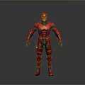 Red Superhero Costume Design With White Chest Logo Black Gloves And Boots