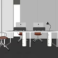 Modern Office Desk and Chair Set with White Table Red Chairs and Stylish Design