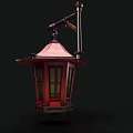Traditional Pink Lantern Chandelier with Metal Bracket Glass Panels and Vintage Design