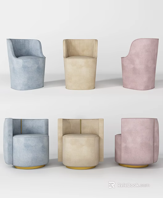 Modern Single Sofa Furniture In Blue Beige And Pink Color Styles 3d model 