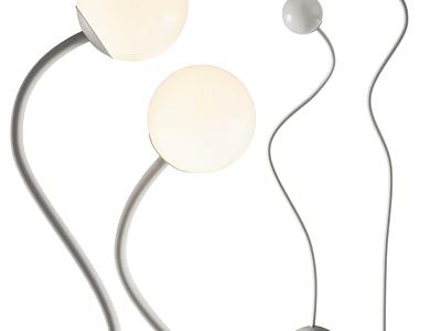 Modern Curved Floor Lamps With Spherical White Shades And Sleek Design 3d model