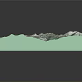 Undulating Mountain Landscape 3D Terrain Model Featuring Green And White Rugged Peaks