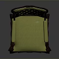 Elegant Classic Armchair With Carved Wooden Frame And Green Upholstery