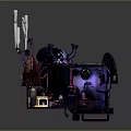 Cartoon Magical Workshop Scene With Colorful Buildings Whimsical Machines Glowing Potions And Tiny Characters