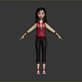 3D Child Wearing Red Hoodie Black Leggings Pink Sneakers Arms Outstretched On Gray Background