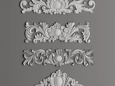 Various Elaborate White Carvings Featuring Intricate Floral Patterns As Decorative Elements 3d model