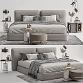 Modern Double Bed Interior Design with Upholstered Headboard Bedside Tables and Decorative Pillows