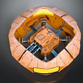 Orange Circular Mechanical Device With Internal Components And Yellow Accents 3d model