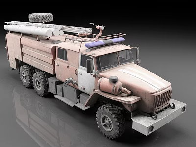 Heavy Duty Off Road Utility Vehicle With 6x6 Wheels And Roof Mounted Equipment 3d model