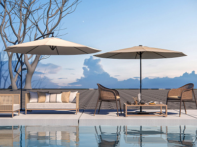 Modern outdoor sofa umbrellas leisure tables and chairs leisure chairs such three combinations model