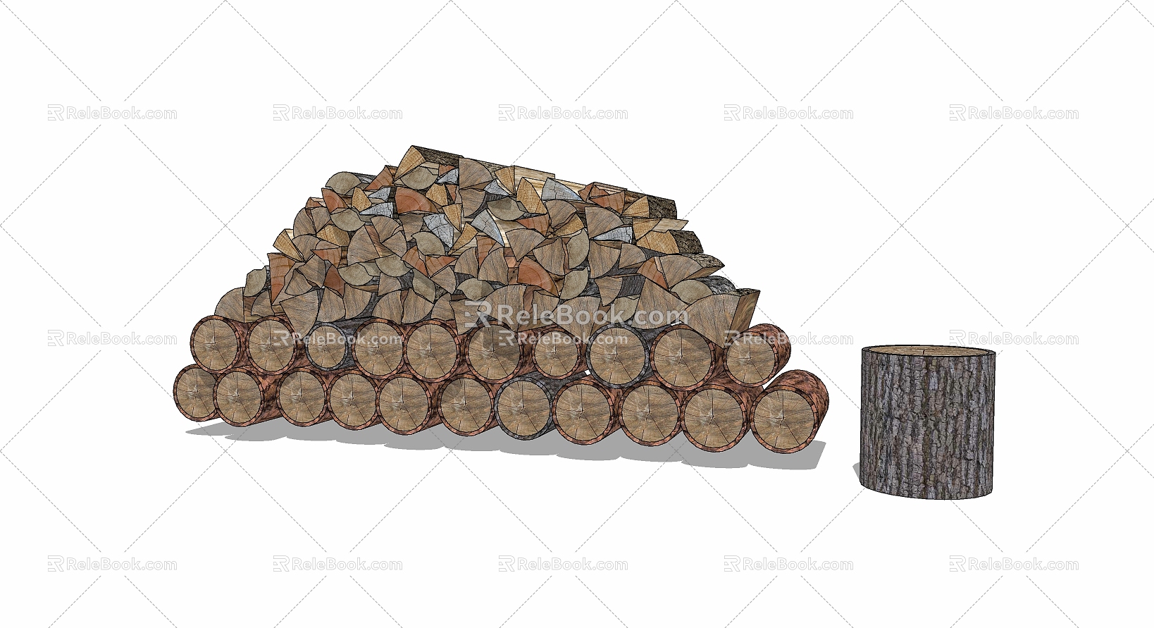 wooden pile 3d model