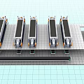 Industrial Conveyor Belt Systems Arranged in Row for Production Line with Metal Frames