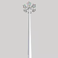 Star Shaped Outdoor Light With Multiple Colored Frames And Metallic Pole Structure