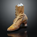 Vintage Brown Leather Lace Up Boots with Block Heel Worn Details and White Insole