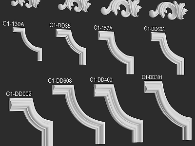 Various Gypsum Cornice Styles With Different Model Numbers For Decoration 3d model