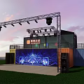 Outdoor Stage Building Structure With Metal Truss Frame Container Modules And Large LED Screen 3d model