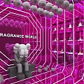 Purple Illuminated Photo Check-in Spot With Central Sculpture In Fragrance World