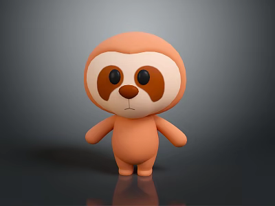 Cute Orange Sloth 3D Model Game And Movie Character With Round Body And Big Eyes 3d model
