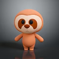 Cute Orange Sloth 3D Model Game And Movie Character With Round Body And Big Eyes