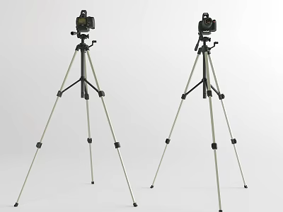 Two Camera Tripods For Mobile Digital Photography With Stable Support And Adjustable Legs 3d model