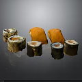 Colorful Fresh Sushi Platter With Salmon Rolls Nigiri And Assorted Ingredients